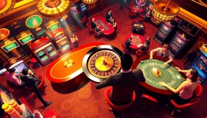 S666 đăng nhập in an elegant casino scene showcasing poker excitement and lively roulette action.