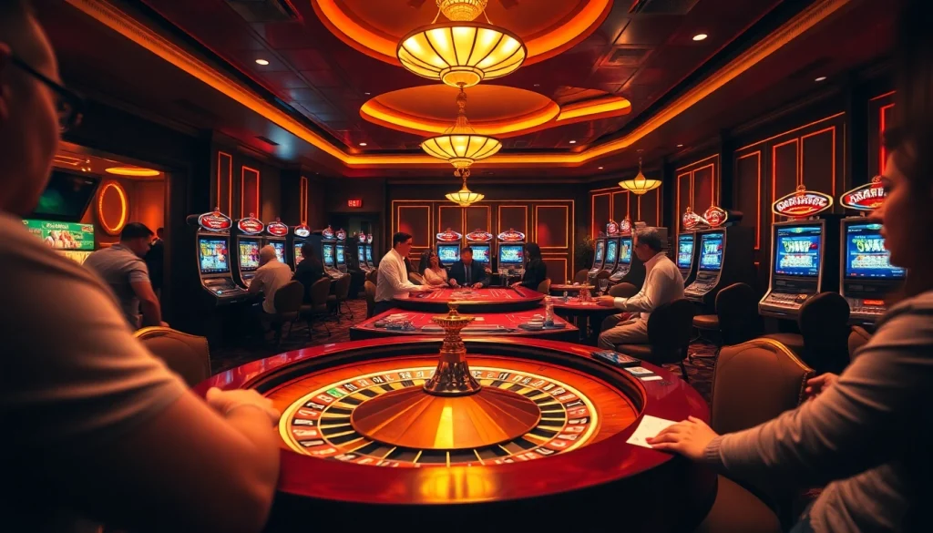 Experience the excitement at https://b52club.watch with players at a vibrant casino table.