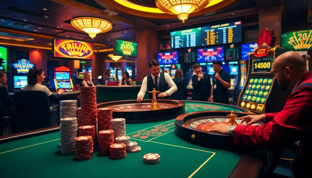 Experience thrilling gameplay at https://thabethome.com/ with colorful casino tables and excited players.