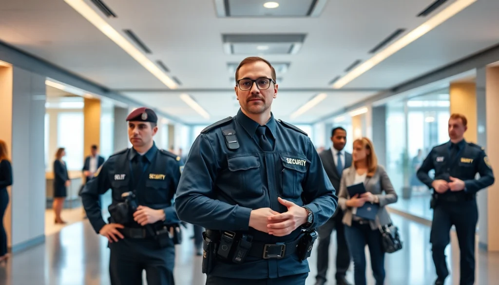 Security personnel ensuring safety at https://www.grsprotection.com in a corporate setting.