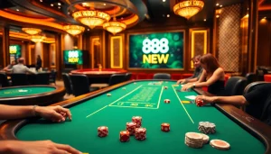 Experience the thrill of casino action at 888NEW with intense poker games and vibrant gambling ambience.