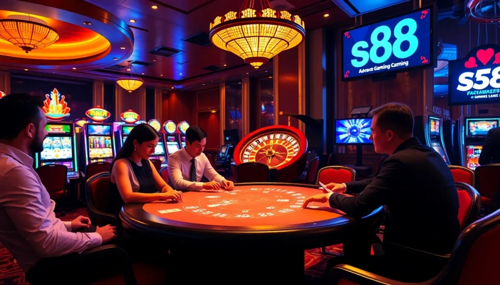 Experience the thrill of casino gaming with s88 blackjack tables and illuminated slot machines.
