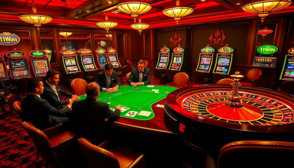 Engage with the excitement of high-stakes gaming at 11win net's luxurious casino atmosphere.