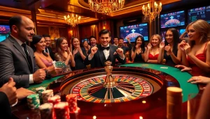 Players enjoying a thrilling game at the BL555 roulette table with excitement in the air.