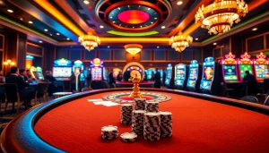 Experience vibrant gaming at 98win8 with poker tables and roulette wheels in action.