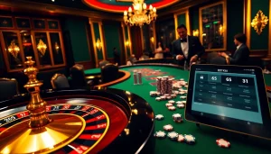 Experience the thrill of BDTK66 gambling with luxury poker tables and roulette wheels in a glamorous casino setting.
