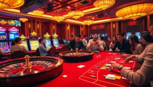 Players enjoying a thrilling gambling experience at KP88 casino with vibrant games.