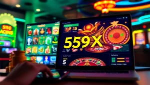 Experience the excitement of 559X with a vibrant online gambling platform showcasing various casino games.