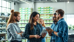 Assessing ink cartridges for resale at https://worldecho.co.jp/ with a professional team in a modern office.
