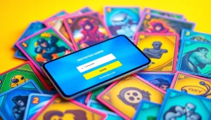 スマートフォンに表示された イチカオリパ 招待コード とともに、色鮮やかなデザインが並ぶトレーディングカードの世界を体感。