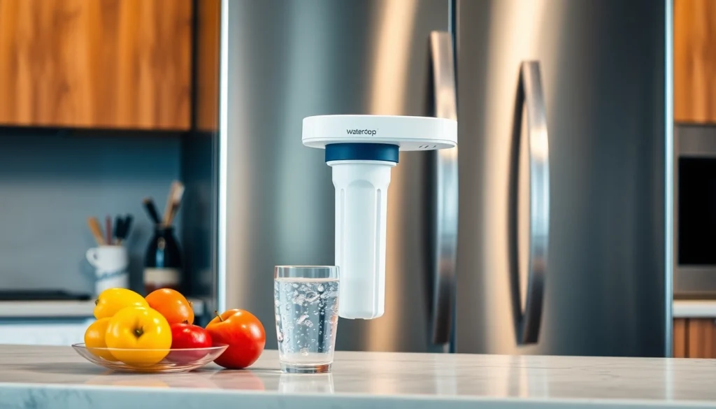 Waterdrop 4396841 Replacement for Everydrop® Filter 3 installed in a kitchen refrigerator, showcasing clean and fresh drinking water.