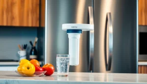 Waterdrop 4396841 Replacement for Everydrop® Filter 3 installed in a kitchen refrigerator, showcasing clean and fresh drinking water.