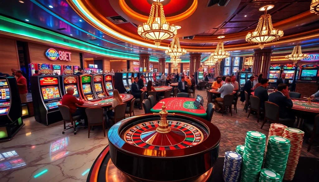 Experience the thrill of 388bet casino with vibrant gaming tables and lively players.