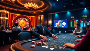 A thrilling casino scene featuring skilled gaming with Tác giả RIKVIP inspired aesthetics, showcasing excitement and professionalism.