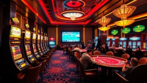 Lương Sơn TV streaming live sports with vibrant casino action showcasing poker chips and roulette.