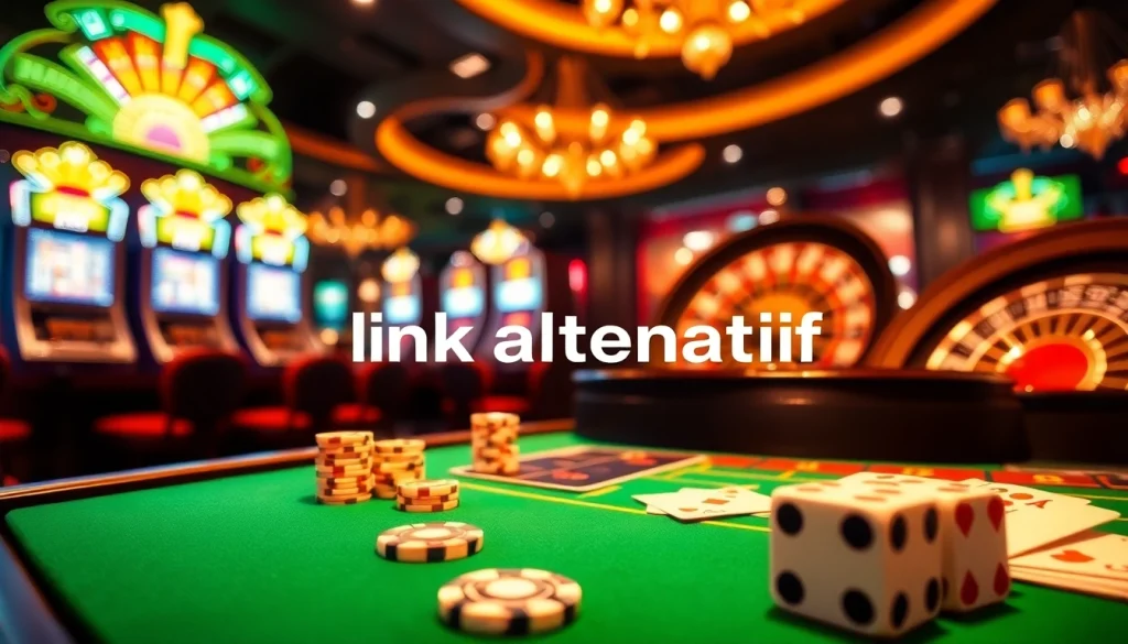 Gamblers enjoying a thrilling game with link alternatif onicplay branding at a luxurious casino table.