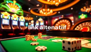 Gamblers enjoying a thrilling game with link alternatif onicplay branding at a luxurious casino table.