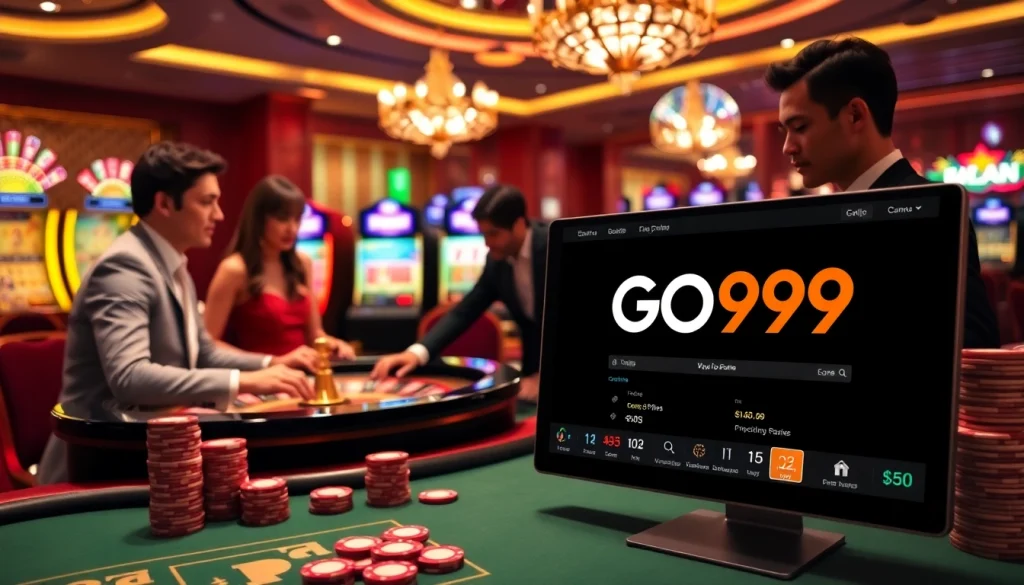 Experience the thrill of gambling at the GO99 casino with vibrant tables and exciting players.