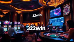 A bustling casino at https://32win.capital/ featuring slot machines and live betting excitement.