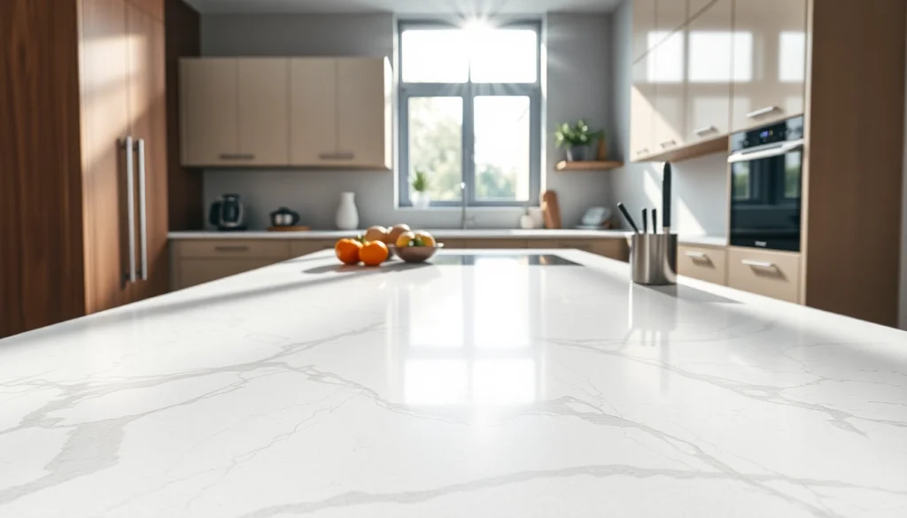 Showcase of elegant Quartz Worktops London in a modern kitchen with natural lighting.