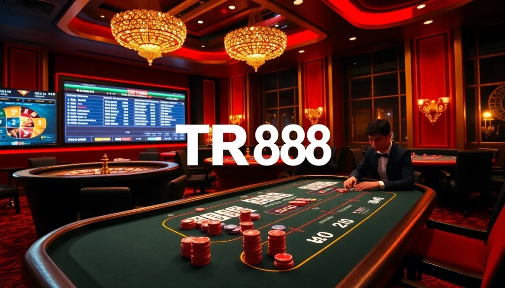 Experience the excitement of high-stakes poker with TR88 at this luxurious casino scene.