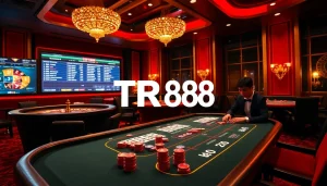Experience the excitement of high-stakes poker with TR88 at this luxurious casino scene.