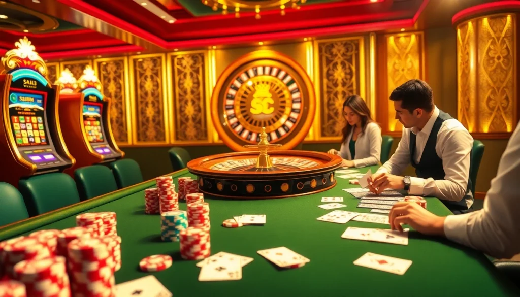 A thrilling 56WIN SALE scene featuring a casino table with cards and chips.