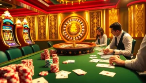 A thrilling 56WIN SALE scene featuring a casino table with cards and chips.