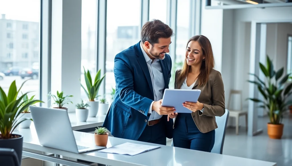 Engagement between a consultant and an entrepreneur at https://dlabiznesmena.pl/ showcasing professional collaboration.