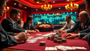 Người chơi tại bàn poker sang trọng đang lên kế hoạch nước đi tiếp theo trong casino cg79.