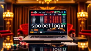 Engaging sbobet login interface with poker chips and exciting sports betting odds.