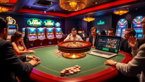 Engage in winning strategies at https://lode88uk.com/ with a vibrant casino scene showcasing thrilling games.