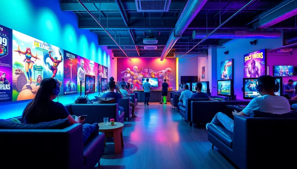 A gaming lounge representing 399W, showcasing creativity and engagement in casual gaming.