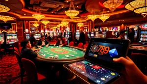 A thrilling gaming floor featuring professional players and high-stakes action at https://789club.fast/ casino.
