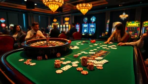 High-stakes poker action at an S8-themed casino table with luxurious chips and cards.
