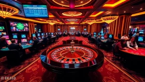 Experience the excitement of EK333 at vibrant casino tables, lively games, and thrill-seeking players.