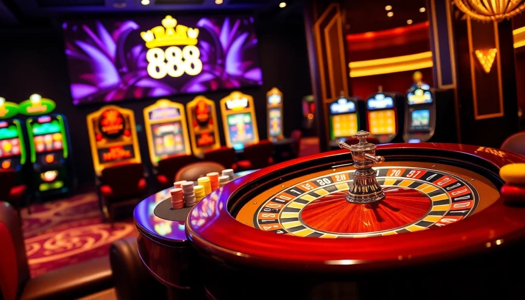 Experience thrilling gaming at raja 88 with vibrant slot machines and colorful casino tables.