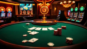 Players engaging in high-stakes blackjack with luxurious S8-themed decor at a casino table.
