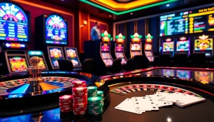 Experience thrilling online gambling at https://fun88.se.net/ with luxurious casino visuals featuring roulette and poker.