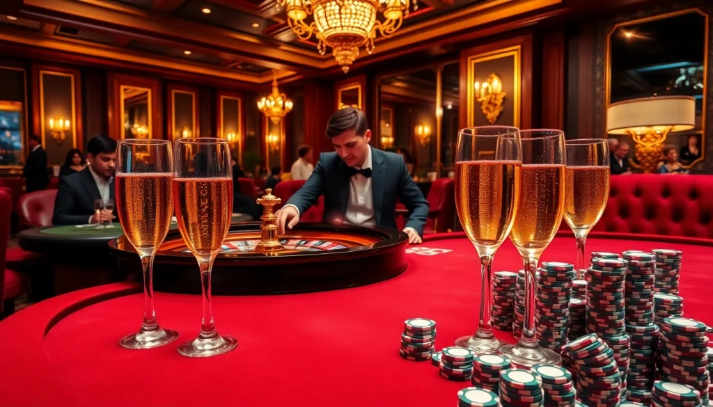 Players engaging in high-stakes roulette at a thabet casino, showcasing excitement and luxury.