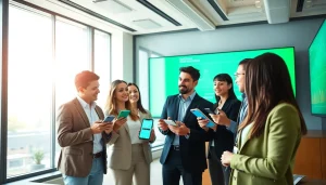 모바일쿠폰 활용하는 다양한 전문가들의 협업 장면