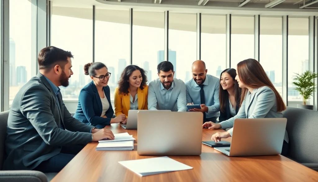Engaged professionals discussing strategies about 1cplatform in a modern office.
