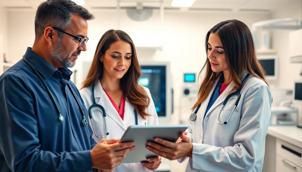 Discussing fecondazione in vitro techniques in a modern clinic with medical professionals.