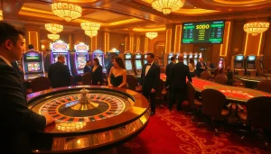 SODO casino players enjoying a high-stakes game at a roulette table filled with excitement.