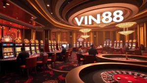 Experience the excitement of VIN88 at a luxurious casino table with vibrant games and professional atmosphere.