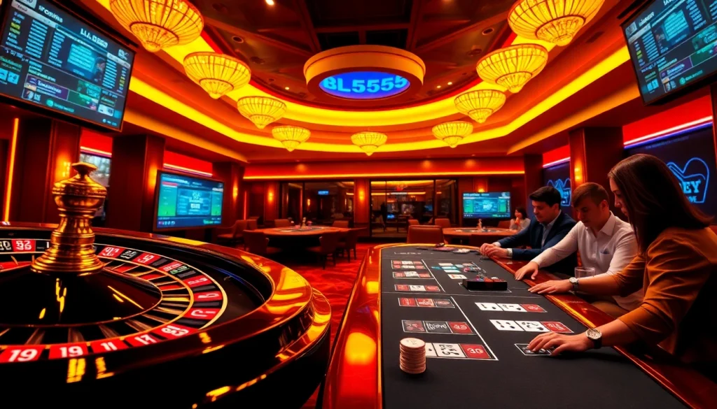 Experience the thrilling edge of online betting at BL555 with poker chips and roulette excitement.