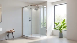Duschkabine 80x80 eckeinstieg in einem modernen Badezimmer mit eleganten Designelementen.