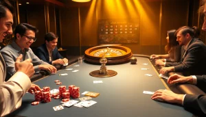 Experience thrilling gaming at hitclub.care with vibrant poker tables and roulette wheels.