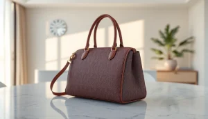 레플리카 명품 가방이 고급스럽게 전시된 모습