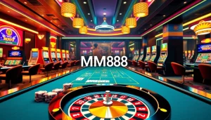 MM88 casino table with poker chips and playing cards exuding excitement and luxury